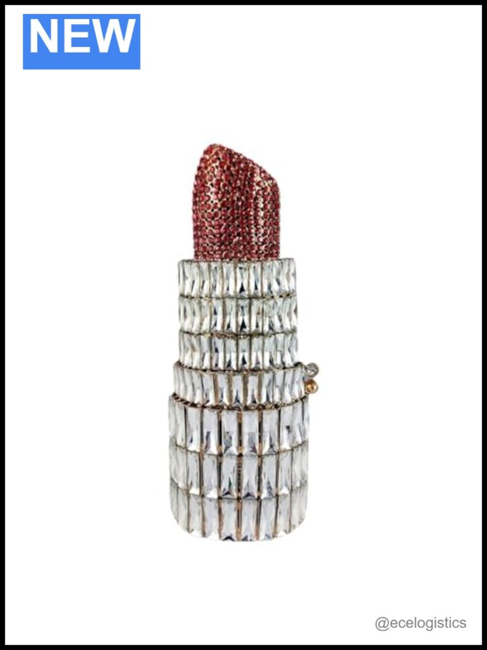 Crystal Lipstick Clutch Bag, Rhinestone Evening Handbag, Bridal Party Prom